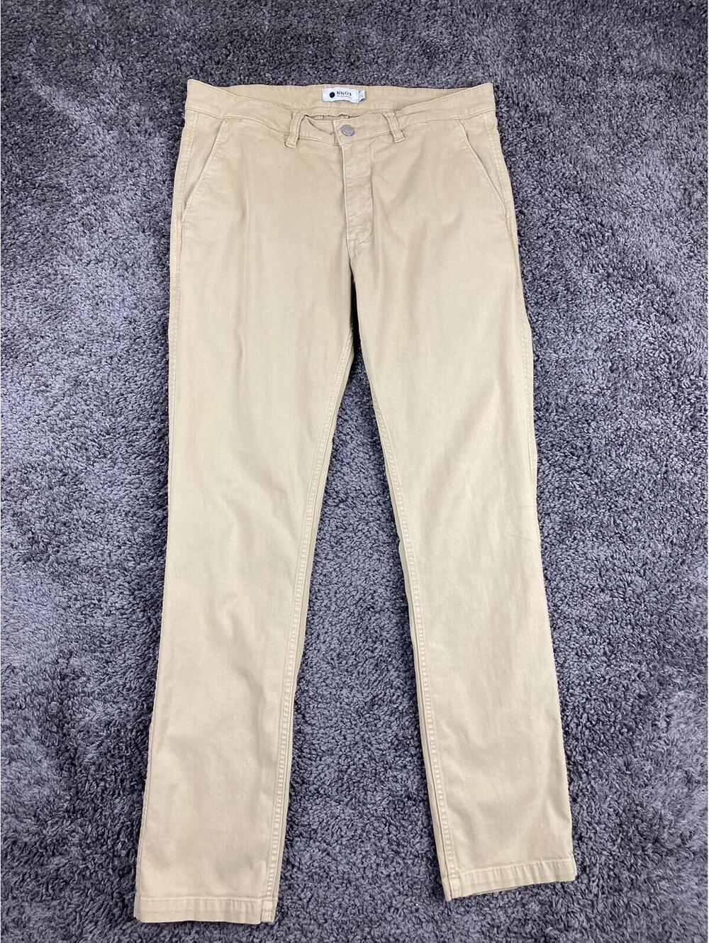 NN07 Marco Slim Fit Chinos Mens Khaki Tessuti di Sondrio Italian Twill Sz 33x32